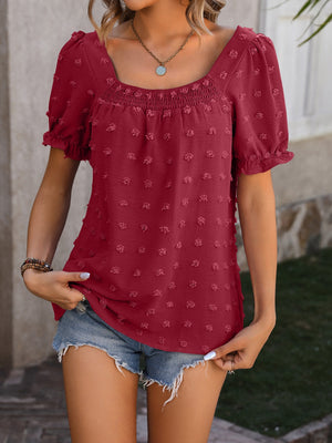 Mandy Swiss Dot Short Sleeve Blouse