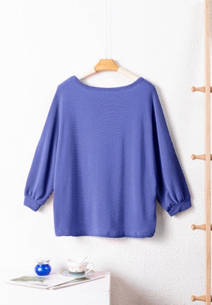 Texture V-Neck Long Sleeve Top