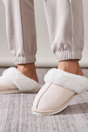 Faux Fur Round Toe Slippers